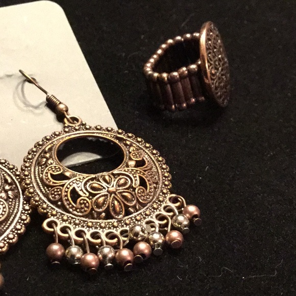 COPY - Copper Earrings & Ring - Picture 2 of 3